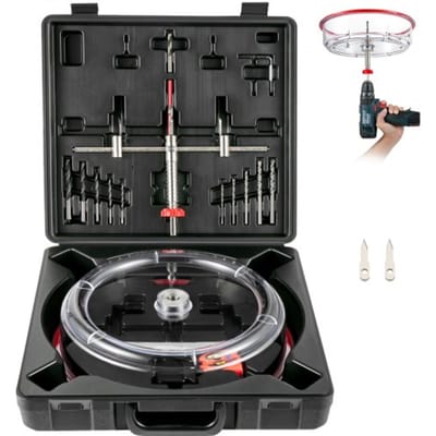 VEVOR Professionele gatenzaag 40-200 mm diameter cirkelfrees, gatenboor met verstelbare diameter en stofkap, voor ventilatiegaten, inbouwspots op gipsplaat, kunststoffen, hout