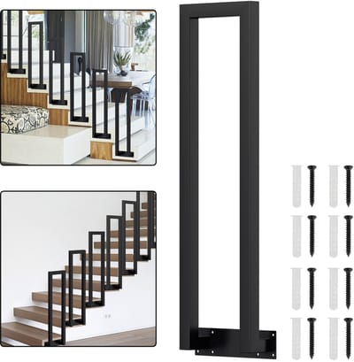 U-vormige Zijdelingse montage trapleuning - Binnen en buiten gebruik - Zwart - Ijzer - 75 cm