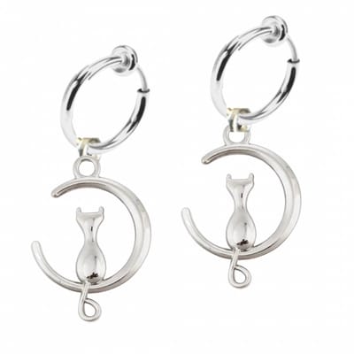 Klem oorbellen- Kismo- Poes- Zilverkleur- geen gaatje- Charme Bijoux