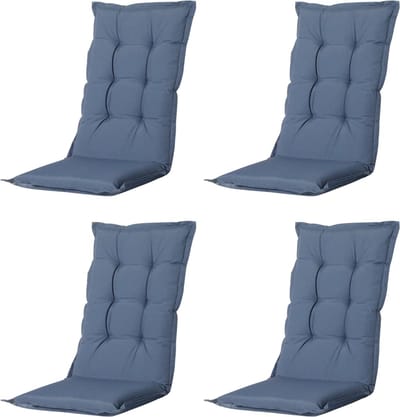 Madison - Tuinkussen - Universeel - Lage Rug - 4 st. - Outdoor Panama Safier Blue - 105x50cm - Blauw - Tuinstoelkussens - Standaardstoel