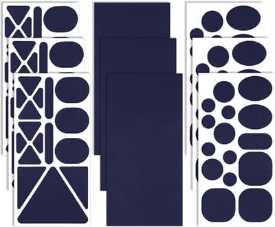 9 vellen nylon reparatiepatches zelfklevend donkerblauw - verschillende maten vormen voor kleding en tenten