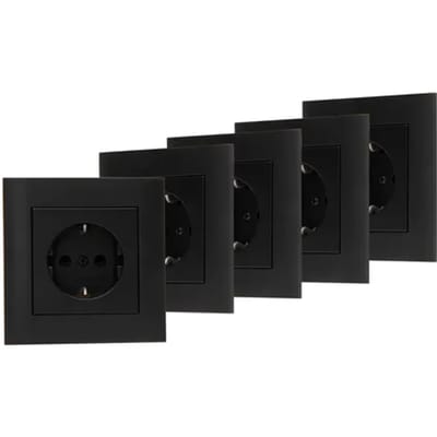 Kopp Athenis Stopcontact 1-voudig Geaard Mat-zwart 4+1 Gratis