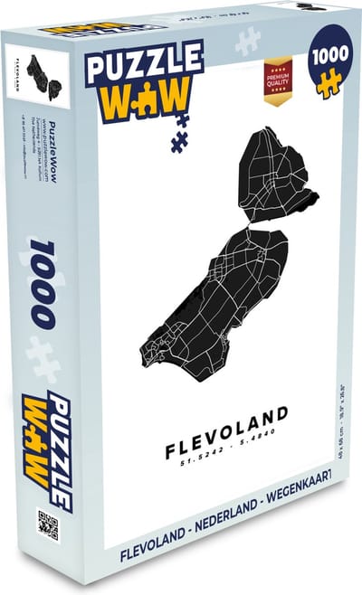 Puzzel Flevoland - Nederland - Wegenkaart - Legpuzzel - Puzzel 1000 stukjes volwassenen
