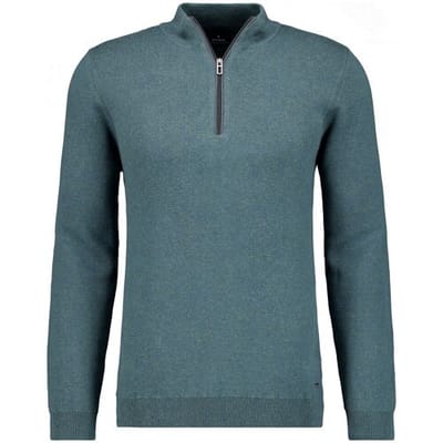 Ragman Trui Zip Collar Cotton Cashmere Fine Texture Donker Groen / male