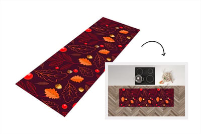Keukenloper - Loper keuken - Patronen - Herfst - Blaadjes - 150x50 cm - Keukenloper vinyl