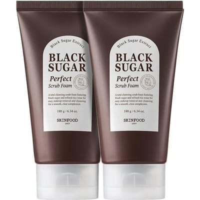 SKINFOOD Zwarte Suiker Perfecte Scrub Schuim Dubbel Set 180g ×2 white