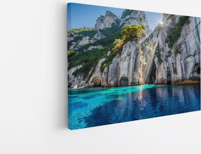 Saammp Canvas Schilderij - Mooi water tussen de Rotsen - Landschap - Natuur - 45x30 - Foto op canvas - Wanddecoratie - Muurdecoratie Woonkamer - Slaapkamer decoratie - Canvas Print