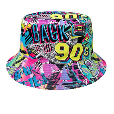 Chapeau Bob Coloré Imprimé Abstrait Graffiti Art Arrière Années 90, Chapeau de Soleil Réversible, Chapeau Bob Pliable Mode (PURPLE,One Size) violet