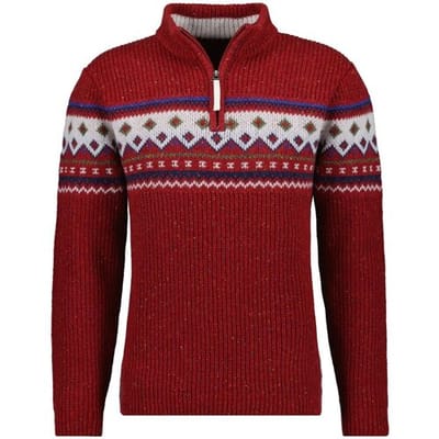 Ragman Trui Stand Up Zip Collar Norwegian Style Pattern Roestrood / male
