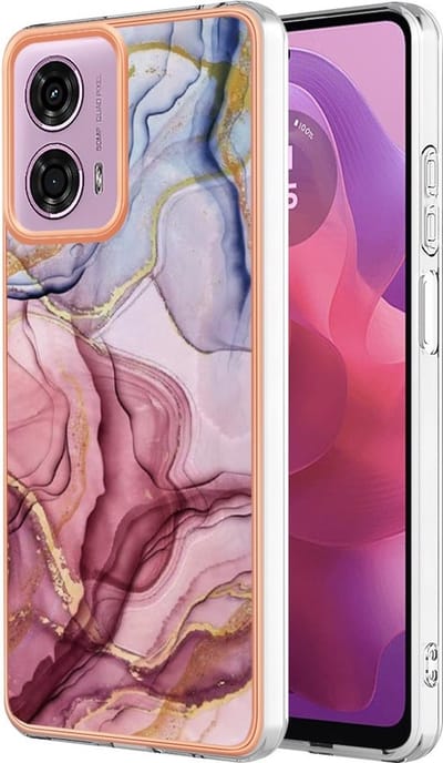 Coverup Hoesje - Geschikt voor Motorola Moto G04(s) / G24 / E14 Hoesje - Coverup Marble Design TPU Back Cover - Paars