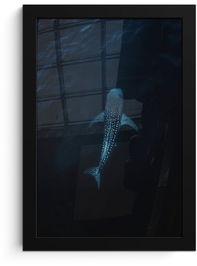 Poster in lijst - Fotolijst 20x30 cm - Posters - Oceaan - Walvishaai - Donkerblauw - Vlekken - Posterlijst zwart - Decoratie - Wanddecoratie woonkamer - Muurdecoratie slaapkamer
