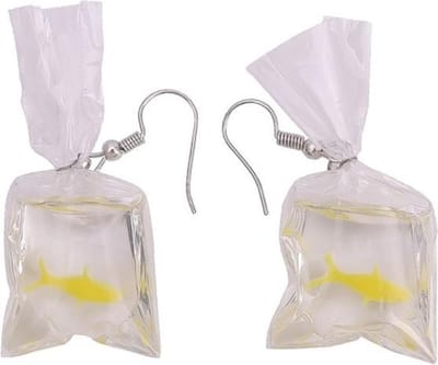 Fako Bijoux® - Oorbellen - Goudvis In Een Zakje - Geel