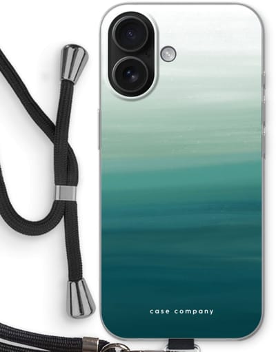 Case Company® - Hoesje met koord geschikt voor iPhone 16 hoesje met Koord - Ocean - Telefoonhoesje met Zwart Koord - Bescherming aan alle Kanten en Over de Schermrand