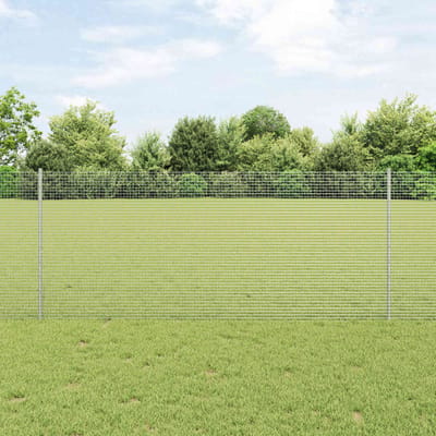 vidaXL - gelast - draadhek - met - palen - 25 - x - 1 - m - Gegalvaniseerd - staal - Mesh