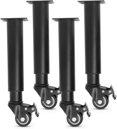 Meubelpoten Verstelbaar - Kastpoten Tafelpoten - Meubels Stabiliseren - Met Wieltjes Inclusief - 4 Stuks 315-450mm - Zwart