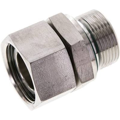 28L & M33x2 RVS Rechte Draaidoorvoer Buitendraad 160bar FKM O-ring en Afdichtconus Verstelbaar ISO 8434-1