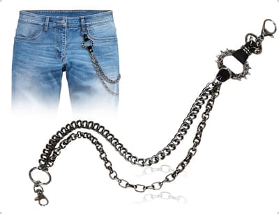 Dailygoods- Broekketting Dubbellaags Ontwerp - Punk/Klinknagels - Heren/Dames - Zwart - Stevig/duurzaam - Modieus Accessoire - Ketting