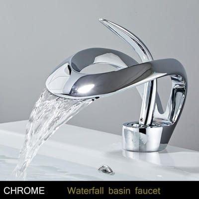 Robinet de lavabo de salle de bain doré/blanc Robinet de salle de bain noir Robinet mitigeur de lavabo créatif en laiton gris Robinet de lavabo à cascade chaude et froide gray