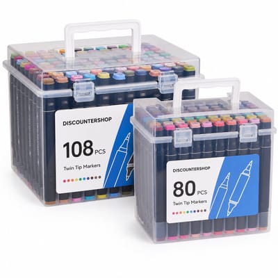 Twinmarkers 188 Stuks – Stiften - Markeerstiften - Alcohol Markers Dual Tip – Dubbelzijdige Stiften Set 108 + 80 – Markeerstiften voor Volwassenen en Kinderen met Opbergbox