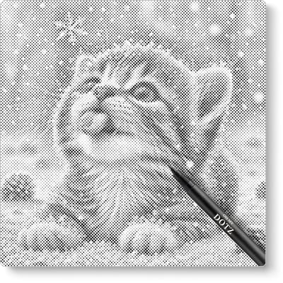 Kitten In De Sneeuw | Dot painting | 40x40cm | Dot painting | Oh My Dotz | Dots stippen | Diamond painting & Schilderen op nummer alternatief | Happy hobby
