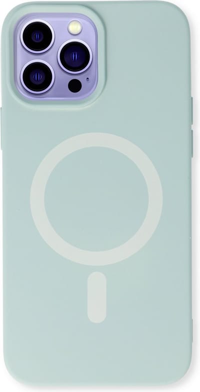Casemania Hoesje Geschikt voor Apple iPhone 14 Pro - Turquoise - Magnetische Siliconen Back Cover