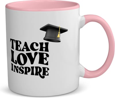 Akyol - teach love inspire koffiemok - theemok - roze - Docent - leraar/lerares - hogeschool - universiteit - verjaardag - cadeautje voor docent - docent artikelen - kado - geschenk - collega's - 350 ML inhoud
