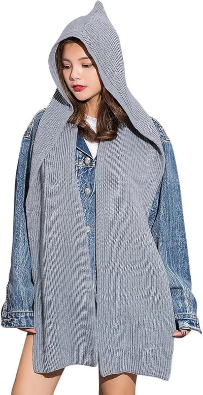 Unisex winter sjaal met capuchon, gebreide chunky sjaal, warm en winddicht voor mannen en vrouwen, ideaal voor buitenactiviteiten en de herfst