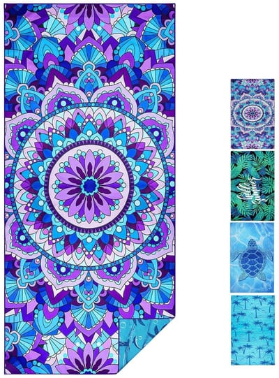 Allecto - Microvezel Strandlaken - Zandvrij - Extra Groot - Paarse Mandala - Sneldrogend - Voor Volwassenen - 180x80cm