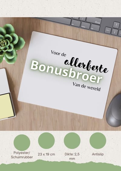 Akyol - voor de allerbeste bonusbroer van de wereld Muismat - Broer - de beste bonusbroer - verjaardagscadeau - verjaardag - cadeau - cadeautje voor broer - broer artikelen - kado - geschenk - gift - 23 bij 19 cm