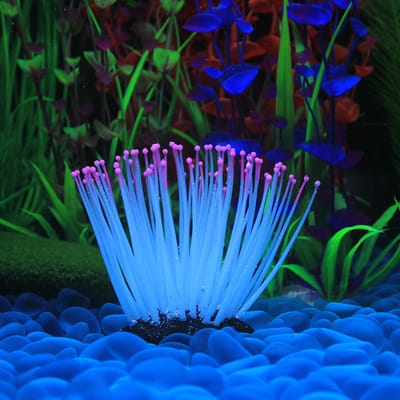 Kunstmatige Siliconen Zeeanemoon met Gloeiend Effect voor Aquarium Ornament Decoratie blue