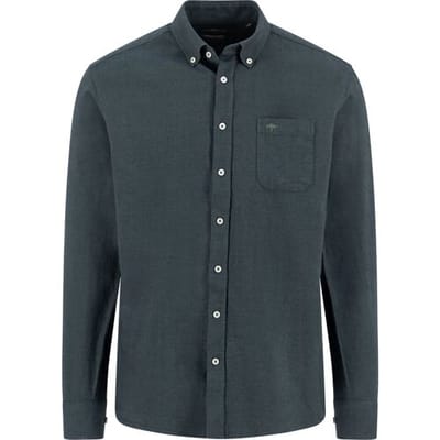 Fynch-Hatton Overhemd Solid Color Button-Down Dark Ivy / male
