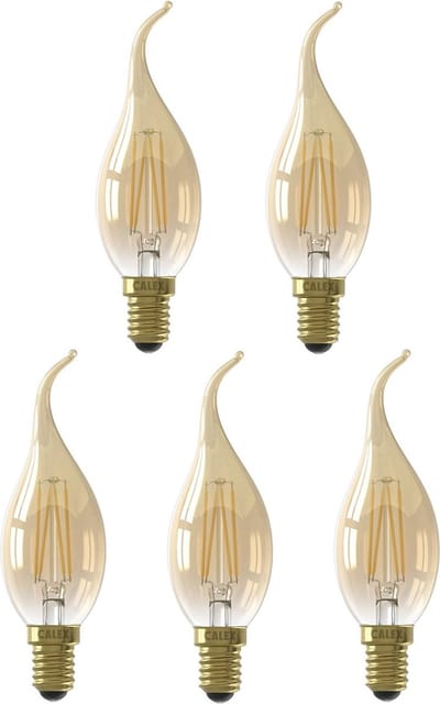 5 stuks - Calex - LED - Tip - Kaarslamp - E14 - 3.5W - 250lm 2100K - Goud Dimbaar