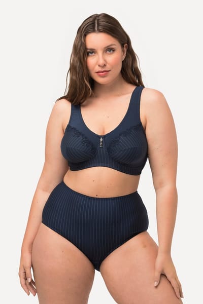 Ulla Popken - Dames - Ontlastingsbeha zonder beugel strasshanger - Nachtblauw - Maat 110C