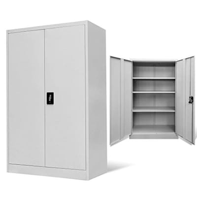Kantoorkast Metaal - Archiefkast Bureau - Documenten Opbergen - 3 Verstelbare Planken - 90x40x140 cm - Grijs