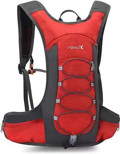 CarryQuest® - 10L Lichtgewicht Klimrugzak - Waterafstotende Wandelrugzak van Oxford/Polyester met Rugventilatie, Verstelbare Pasvorm & Front-/Toploader - 18x23x43 cm - Rood