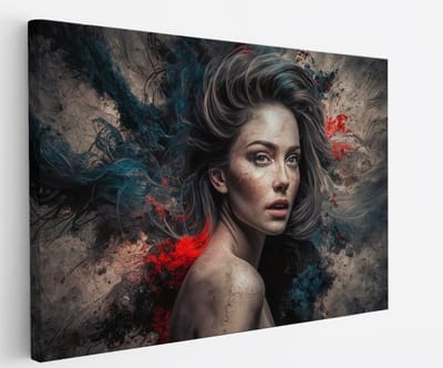 Saammp Canvas Schilderij - Abstract - Vrouw - Rood - 30x20 - Foto op canvas - Wanddecoratie - Muurdecoratie Woonkamer - Slaapkamer decoratie - Canvas Print