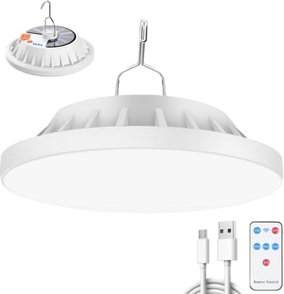 SnelShoppen - 120 LED Camping Lamp Oplaadbaar, 2000LM Zonne-energie Tent Verlichting met Afstandsbediening, IPX7 Waterdichte Buitenlamp, 5 Modus Kampe