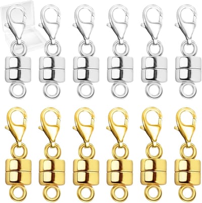 Magnetische ketting sluitingen met kreeft gesp, 14K goud en zilver magnetische sieraden sluitingen voor kettingen extender magnetische sluiting armband sluitingen-12 stuks | Goud & Zilver
