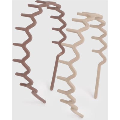 boohoo Dames 2-pack Zig Zag haarbanden | Beige