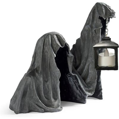 Halloween Geest met Lantaarn Beeld Realistisch Hars Geest Sculptuur Tuindecoratie Feestartikelen black