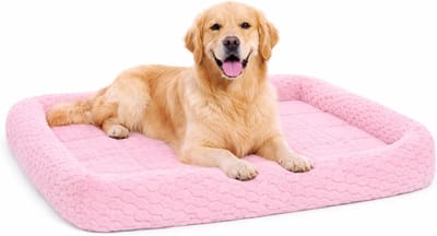 Hondenkussen – Hondenmand – Naya Rechthoekig Roze met rand 116x69cm – luxe ligcomfort – zacht en stevig