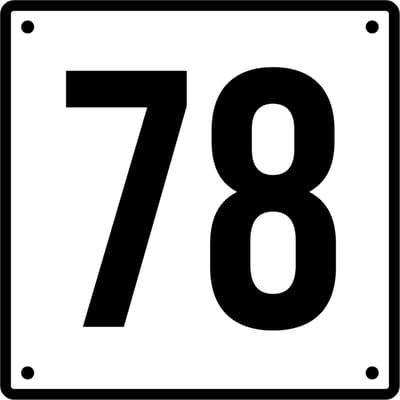 Huisnummerbord 78 - Incl. Schroeven en Pluggen – Acrylaat - 10 x 10 cm - Wit met Zwart