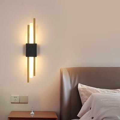 Moderne LED Wandlamp Goud Zwart 40cm - 10W Warm Wit Licht voor Woonkamer en Slaapkamer