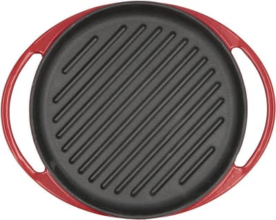 Ronde geëmailleerde braadpan van 25 cm in rood