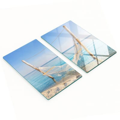 Decoratieve glazen snijplanken voor in de keuken, hangmat aan zee, 2x30x52 cm