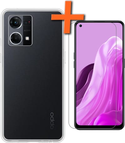 Hoes - Met Screenprotector - Geschikt voor OPPO Reno 7 - Sterk & Shockproof - Back Cover - Siliconen Case - Telefoon Hoes - Transparant