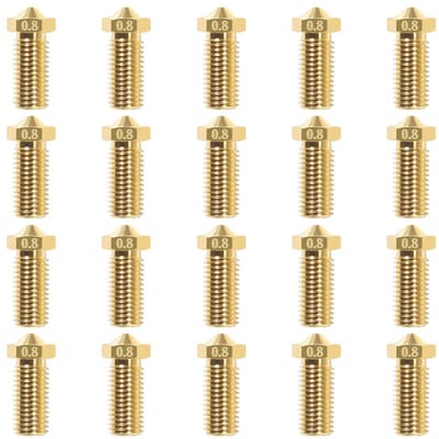 3D printer reserveonderdelen - 3D Printer Nozzles - 20-delige 0,8mm Vulkanische Messing Nozzles, Geschikt voor V5/V6 3D Printers