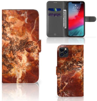 Apple iPhone 11 Pro Max Bookcase Marmer Bruin