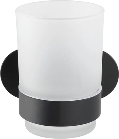 WENKO Turbo-Loc® Tandenborstelbeker Orea Uno RVS zwart mat - Tandenborstelhouder - Bevestigen zonder boren - Zelfklevend - 10 jaar garantie