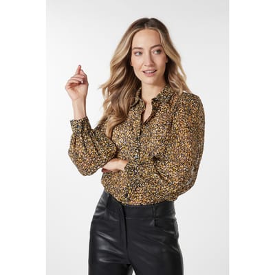 EsQualo Blouse Basic Untamed Spirit Print Maat: 36 | Longsleeves Outlet | Dames | Zwart
